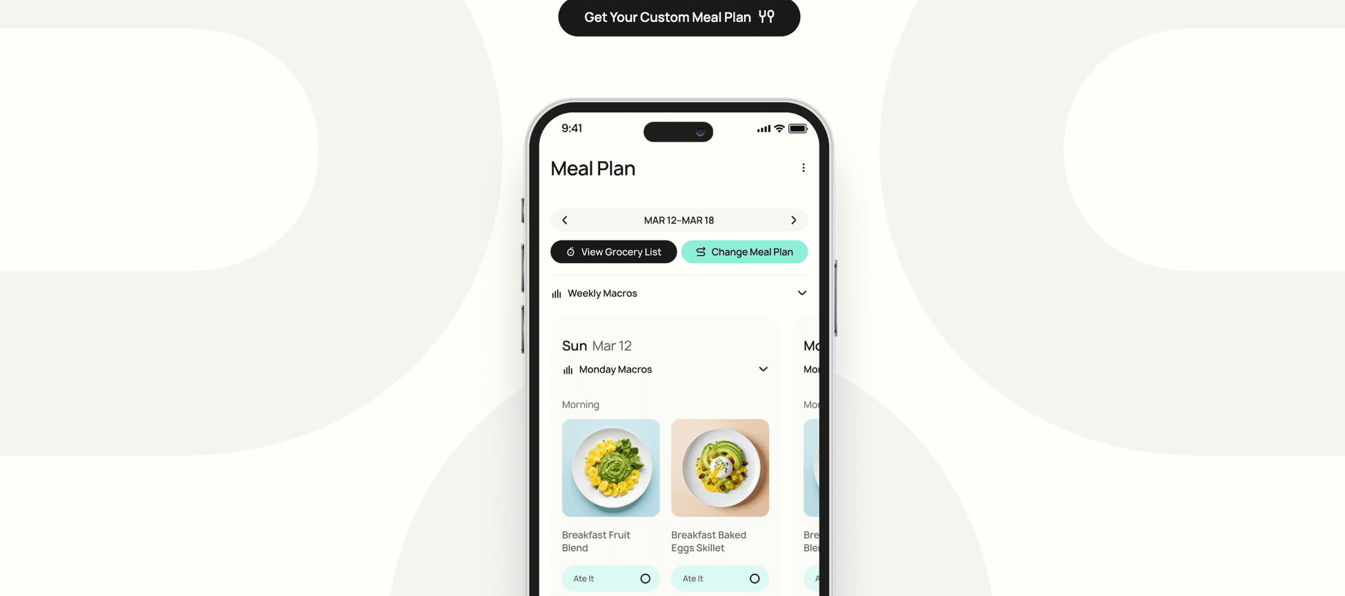 Neo AI Meal Planner: weekly meal plan with macros and grocery list