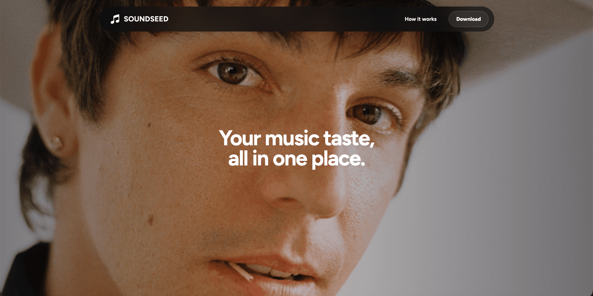 SoundSeed marketing site hero: Your music taste, all in one place